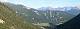  En arrivant à Pra Premier dernier point de vue sur la vallée d'Arvieux. Au fond le site de la station de ski de la Chalp d'Arvieux.  Et en arrière plan le pic de Châteaurenard. À sa gauche la crête de Sagne Logue à droite le Tête des Toillies. (c) Christophe ANTOINE
1000*370 pixels (69711 octets)(i5054)