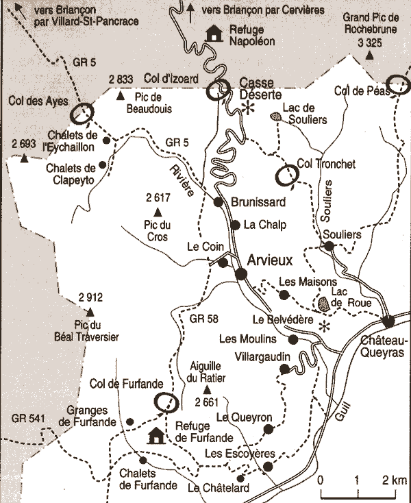 Carte autour de Arvieux