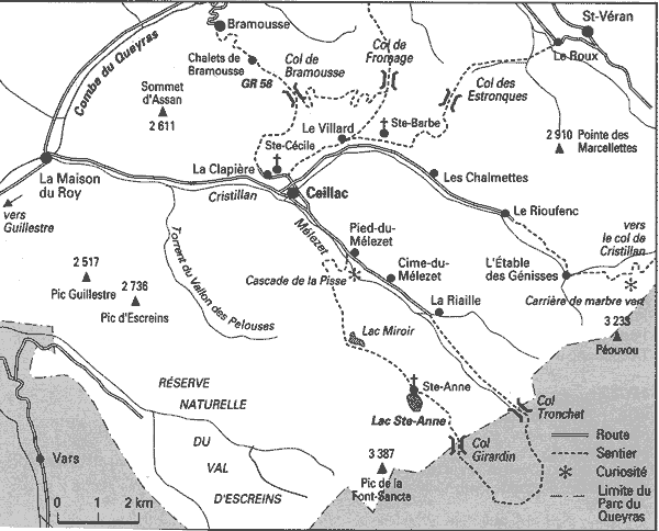 Carte autour de Ceillac